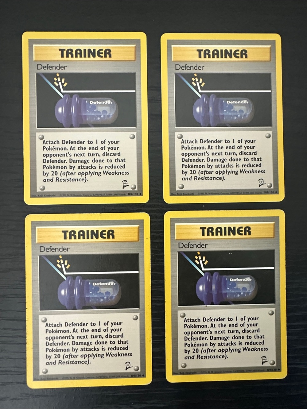 Pokémon Base Set 2 Defender Trainer Card Playset (4) WOTC Vintage 2000